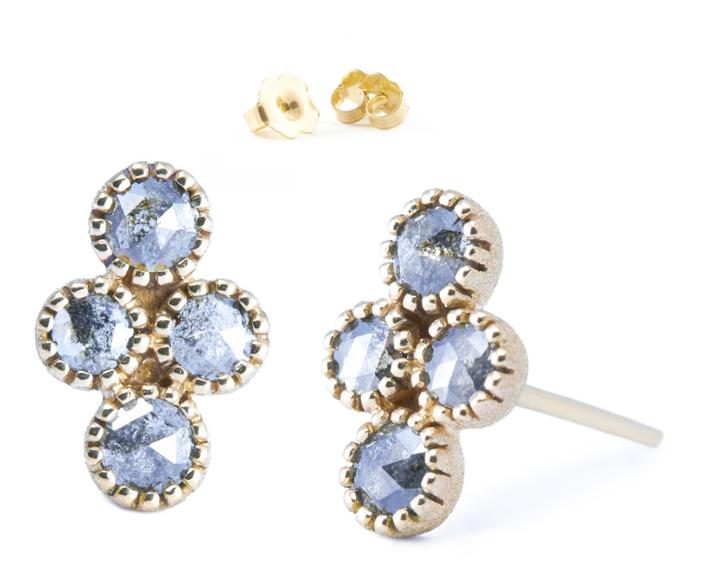 Nina Nguyen Jewelry - Rose Cut Quadruple Diamond Gold Studs