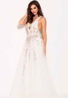 Jovani - 60660 Bead Embellished Plunging Gown