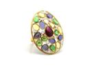 Tresor Collection - Multicolor Stone & Diamond Ring In 18k Yellow Gold Style 2