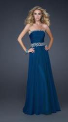 La Femme - Strapless Long Gown With Embellished Waist 17505