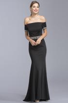 Aspeed - L2018 Embellished Off-shoulder Fitted Prom Dress