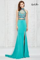 Angela And Alison - Daring Floral Embroidered Halter Neck Two-piece Jersey Dress 771124