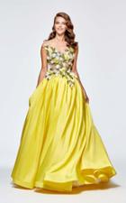 Tarik Ediz - Floral Illusion Jewel Neck Dress 93143