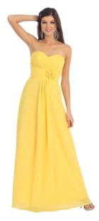 May Queen - Strapless Pleated Sweetheart A-line Dress With A Floral Accent Mq875b