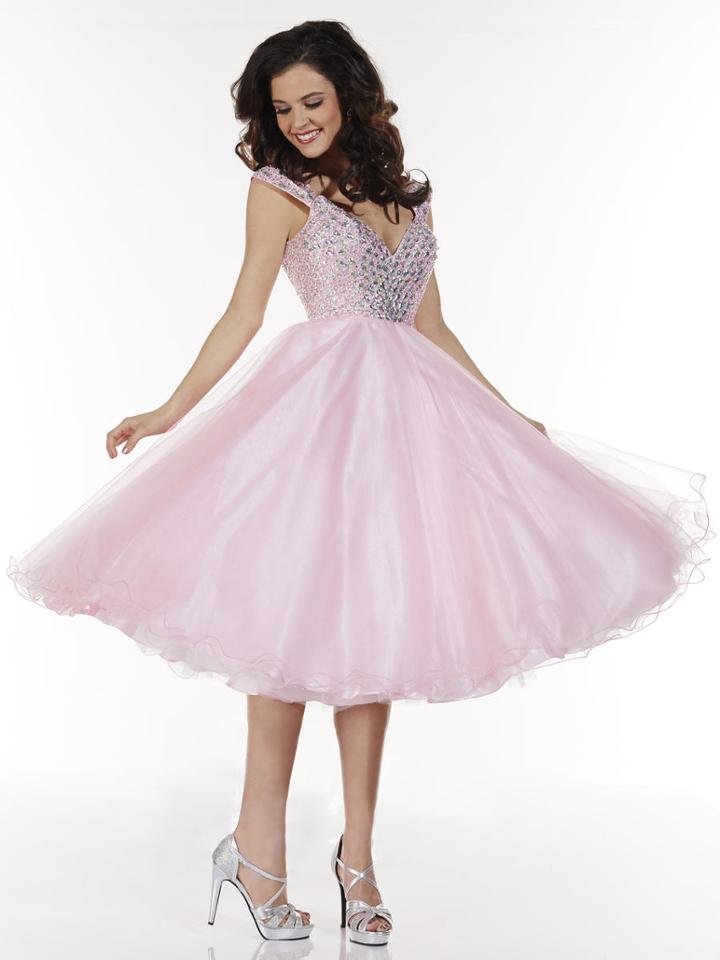 Tiffany Designs - 61121 Bejeweled Cap Sleeve Cocktail Dress
