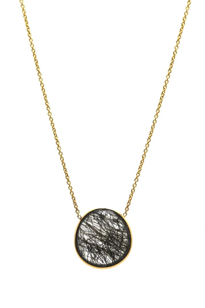 Tresor Collection - Black Rutile Necklace In 18k Yellow Gold
