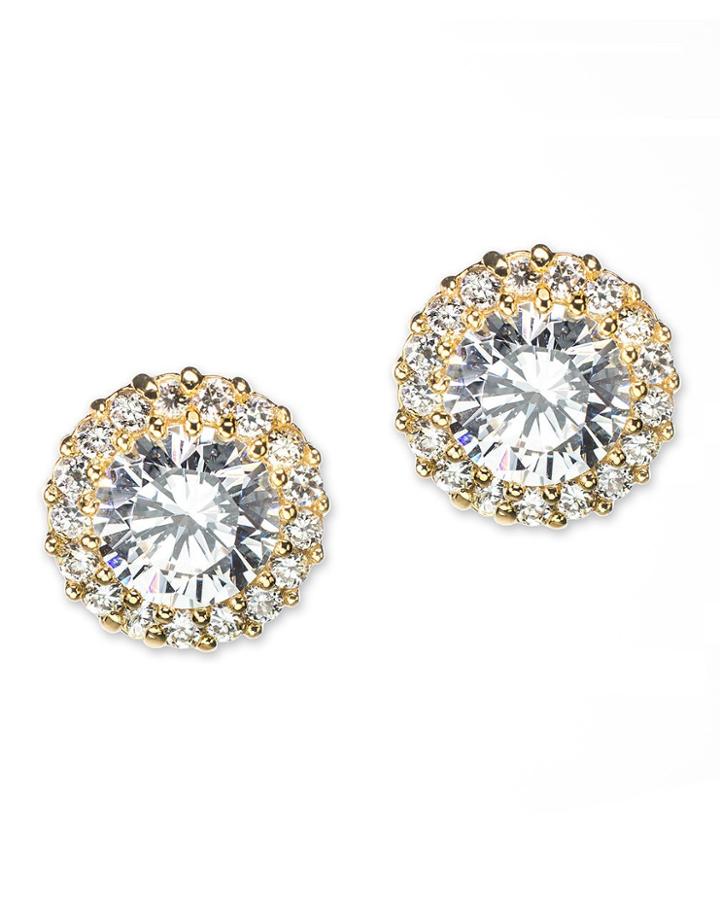 Cz By Kenneth Jay Lane - Classic Pavãœâ£ã¥â© Round Pierced Gold Plated Stud Earring
