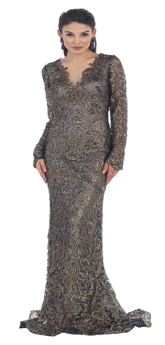 Long Sleeved Embellished Lace Dress