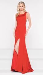 Colors Dress - 1989 Square Neckline Long Matte Faille Evening Dress