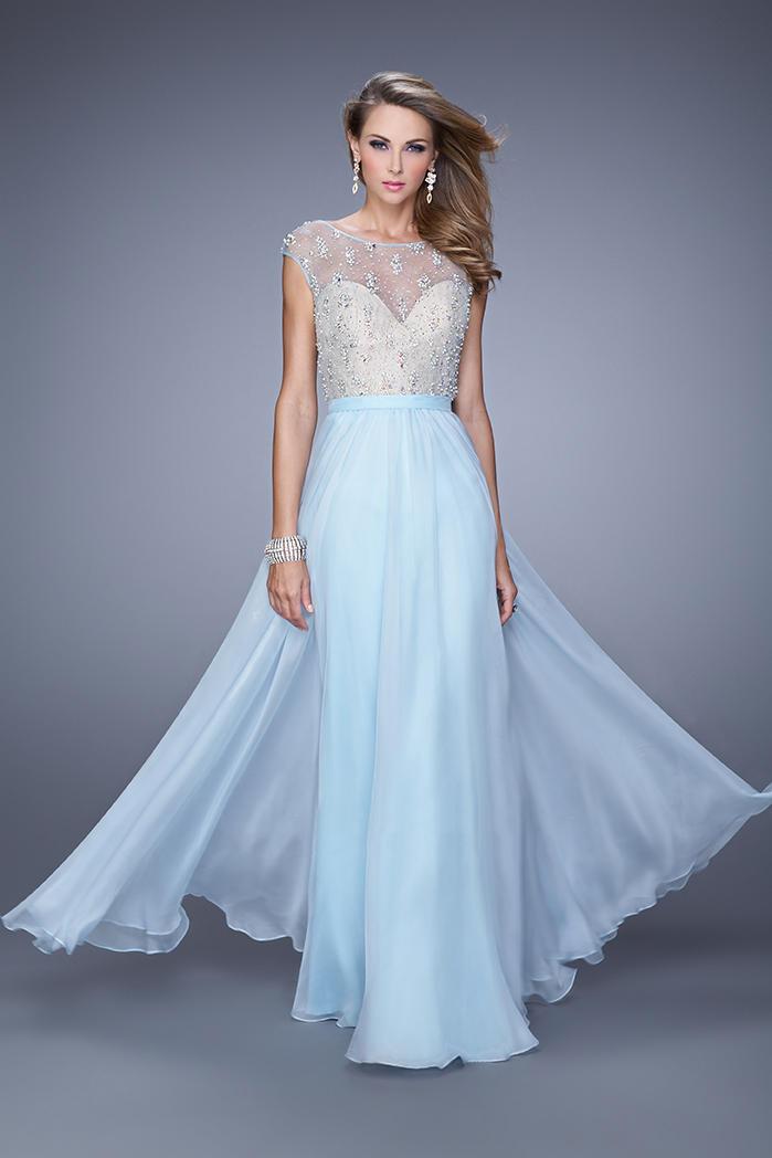 La Femme - 20602 Cap Sleeve Pearl Accented Gown