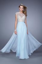 La Femme - 20602 Cap Sleeve Pearl Accented Gown