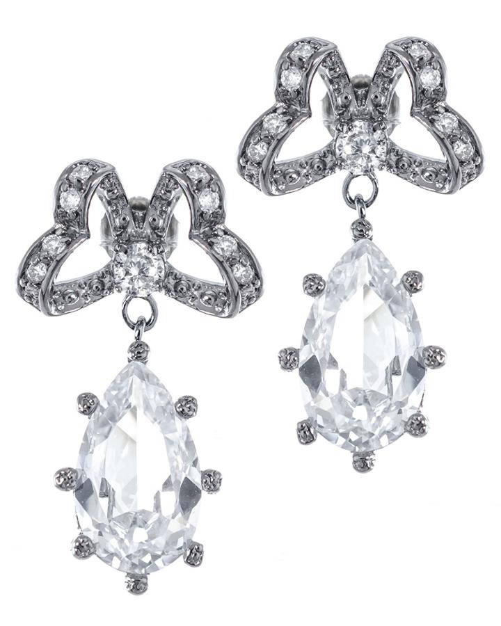 Cz By Kenneth Jay Lane - Black Tie Bow Earring