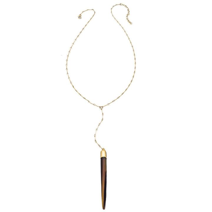 Heather Hawkins - Bar Chain Y Necklace - Water Buffalo Horn Spike