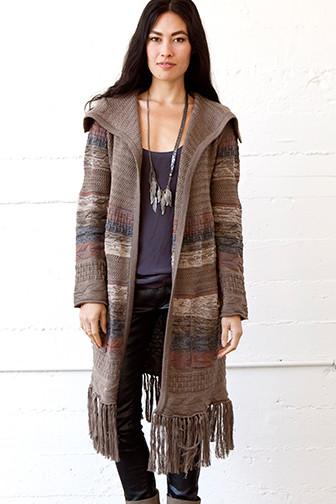 Goddis - Adler Long Fringe Knit Jacket In Sundance