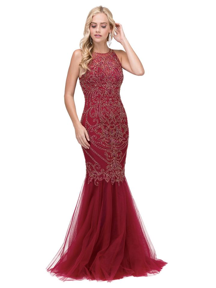 Dancing Queen - Beaded Halter Neck Trumpet Dress