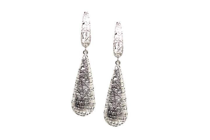 Tresor Collection - Lattice Dangling Briolette Earrings In 18k Wg Default Title