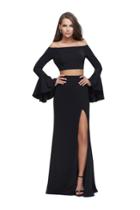 La Femme - 25261 Flounce Sleeve Off Shoulder Two-piece Jersey Gown