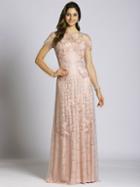 Lara Dresses - 33499 Beaded Floral Applique Evening Gown