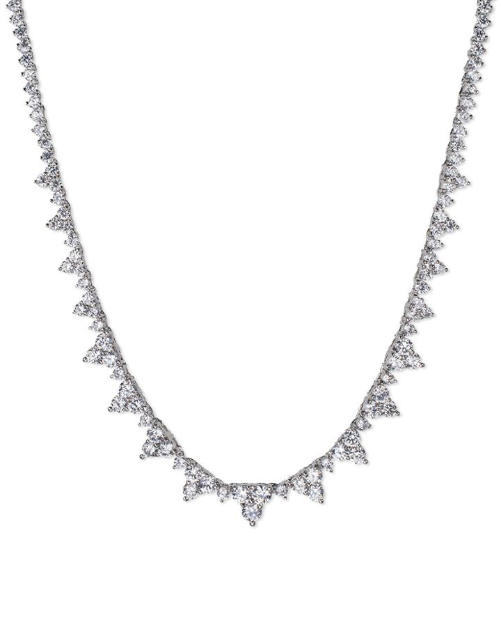 Cz By Kenneth Jay Lane - Triple Cluster Necklace