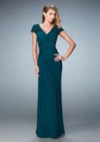 La Femme - 21860 Ruched V-neck Beaded Evening Gown