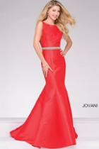 Jovani - Mermaid Embellished Belt Prom Dress 49216
