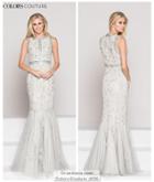 Colors Couture - J058 Lace Applique Adorned Mermaid Gown
