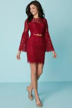 Tiffany Homecoming - 27185 Bell Sleeve Illusion Floral Lace Two-piece Dress