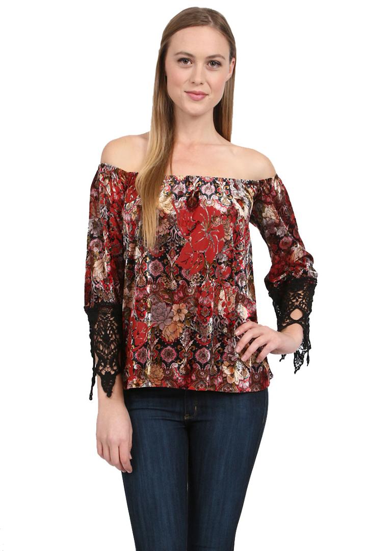 Voom By Joy Han Brianna Off Shoulder Top In Red