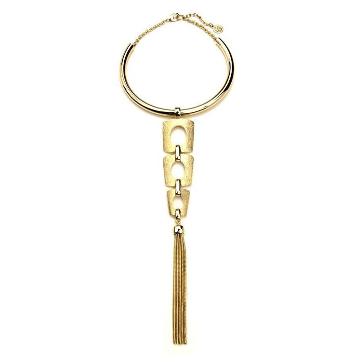Ben-amun - Gold Collar Necklace With Gold Tassel Pendant