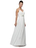 Dancing Queen - Sophisticated Ruched V-neck Chiffon A-line Dress 9539