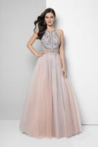 Terani Couture - 1611p1238d Illusion Panel High Halter Gown
