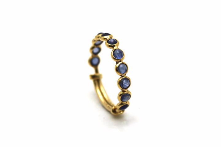 Tresor Collection - Blue Sapphire Round Stackable Ring Bands With Adjustable Shank In 18k Yellow Gold M6406bs