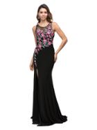 Scoop Neck With Embroidered Floral Applique Dress