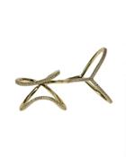 Cz By Kenneth Jay Lane - Gold Plated Geometric Double Finger Ring