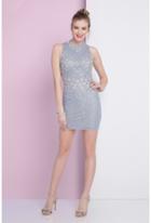 Terani Prom - 1722h4584 Embellished Halter Neck Fitted Dress