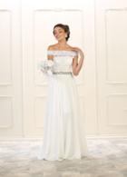 May Queen - Mq1514 Lace Overlaid Off-shoulder A-line Bridal Gown