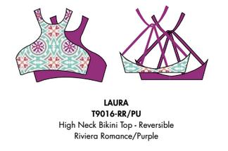 Nicolita Swimwear - High Neck Reversible Bikini Top In Riviera Romance/purple