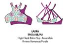 Nicolita Swimwear - High Neck Reversible Bikini Top In Riviera Romance/purple