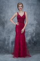 Nina Canacci - 4155 Sleeveless Lace Embroidered Evening Gown