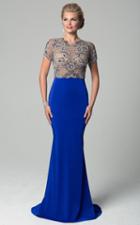 Lara Dresses - Embellished Illusion Jewel Neck Sheath Dress 32943