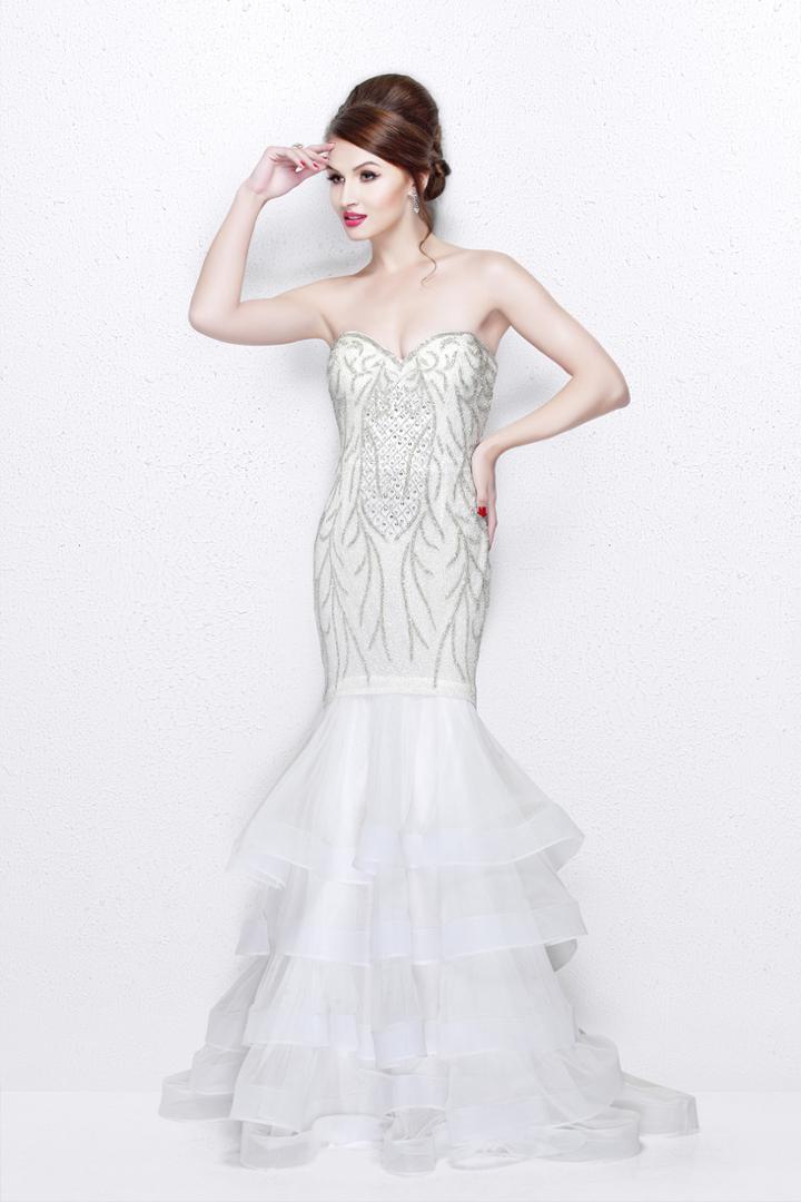 Primavera Couture - Scrumptious Strapless Sweetheart Tiered Mermaid Gown 1854