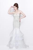 Primavera Couture - Scrumptious Strapless Sweetheart Tiered Mermaid Gown 1854