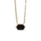 Rachael Ryen - Hexagon Pave Necklace In Black Druzy