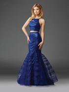 Clarisse - 4928 Halter Neck Two-piece Sequined Mermaid Gown