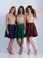 Dave & Johnny - 3323 Two-piece Medallion Motif A-line Dress