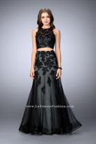 La Femme - Two Piece Halter Style Racer Back Mermaid Prom Dress 23543