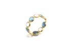 Tresor Collection - Aquamarine & Rainbow Moonstone Stackable Ring Band In 18k Yellow Gold