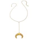 Heather Hawkins - Bar Chain Y Necklace In White Double Horn