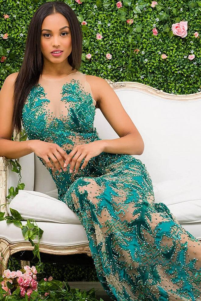Jovani - 46282 Beaded Illusion Jewel Embroidered Dress