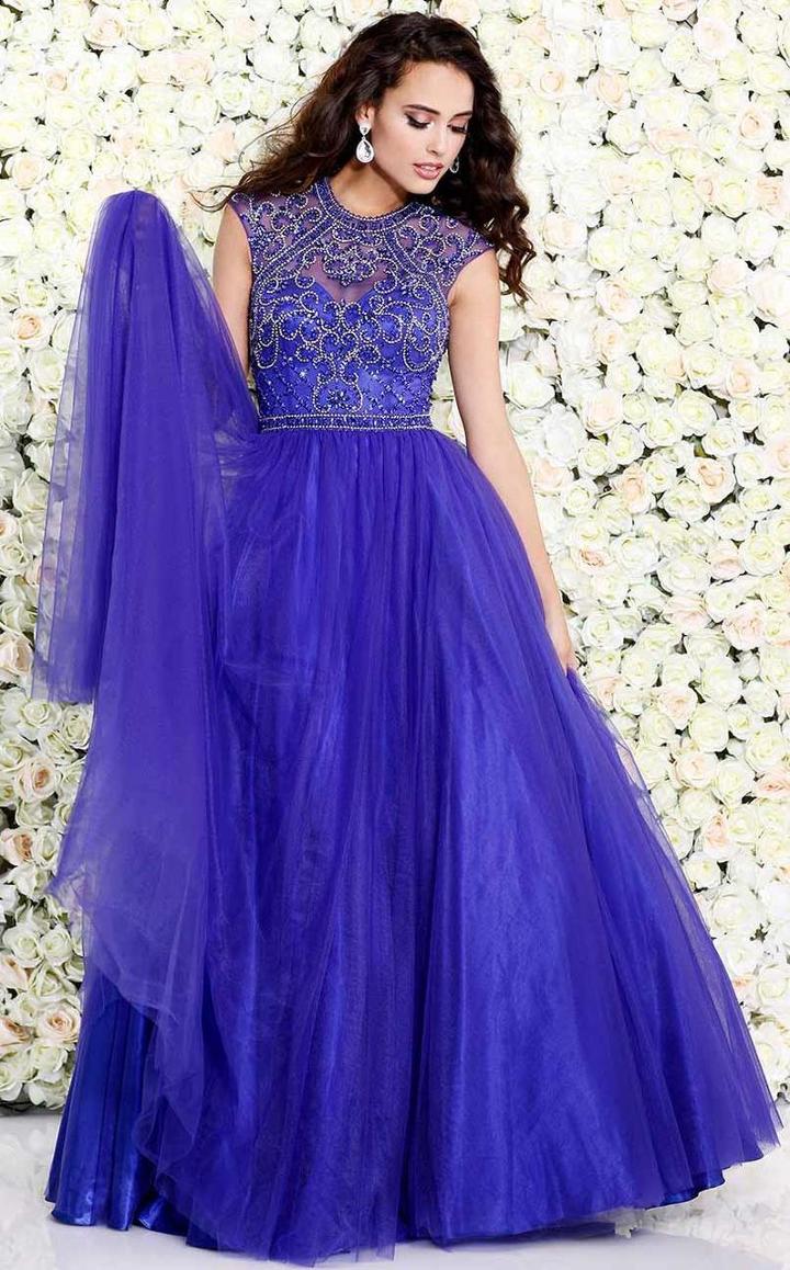 Shail K - Renaissance Jewel Illusion A-line Gown With Lattice Beadwork 4041